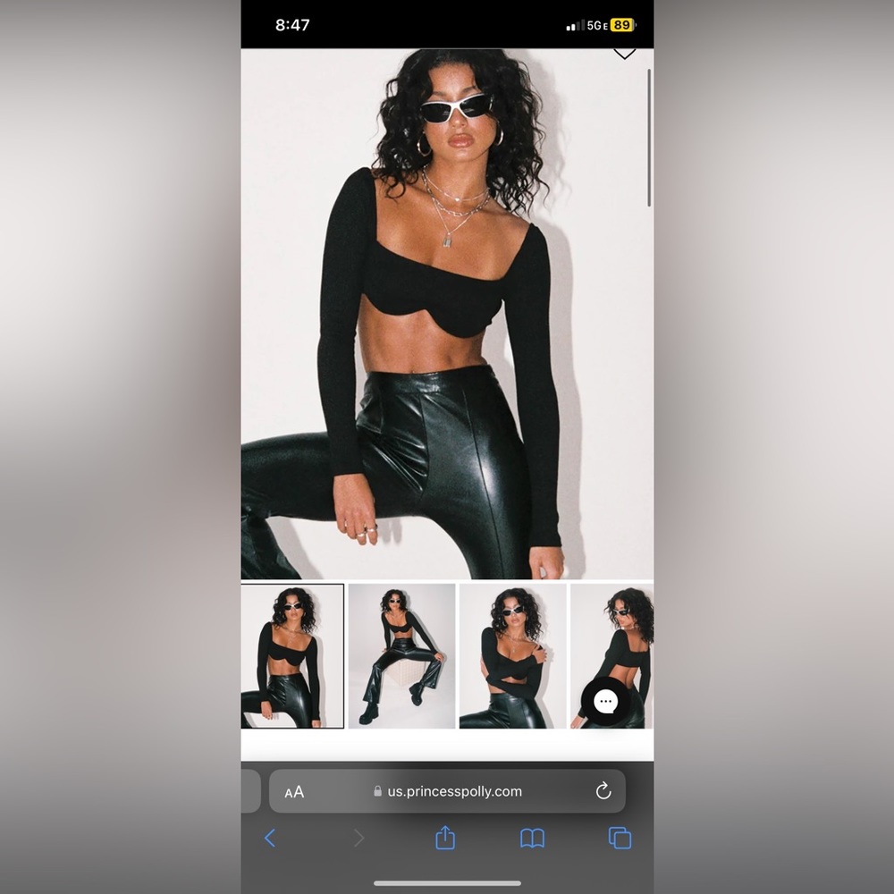 Princess Polly black crop top